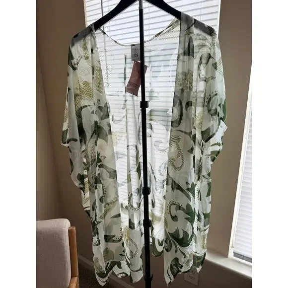 3 for $9 Sierra Green White Cover Up Scarf Top One size fits all NWT - Picture 1 of 5